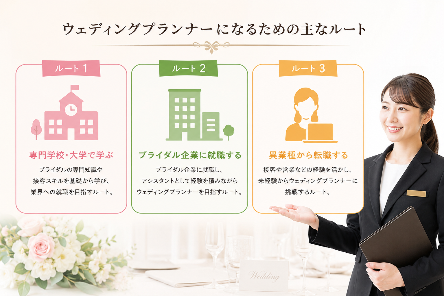 alt="ウェディングプランナーになるには"